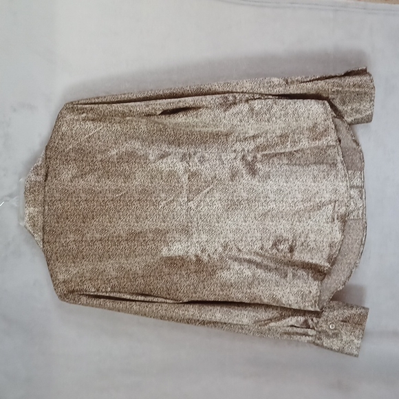 Jones/Wear Women's Stretch Brown/Black Long Sleeve Subtle ShimmerShirt Size 10 - Picture 3 of 8